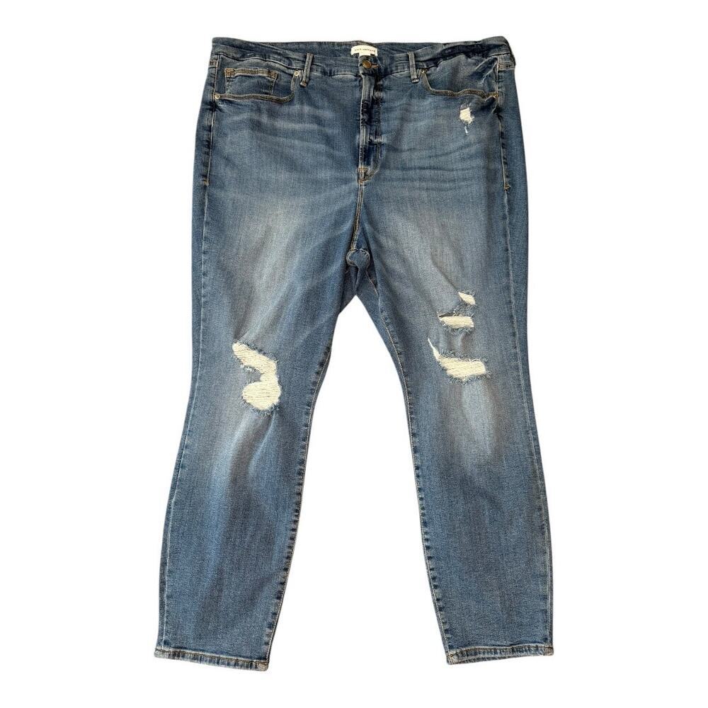 Good American Good Legs Distressed Women’s Plus Sized 26 Crop Ankle Jeans‎